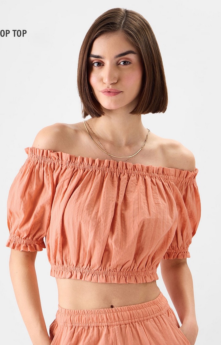The Souled Store | Women's Solids: Apricot Women's Cropped Tops