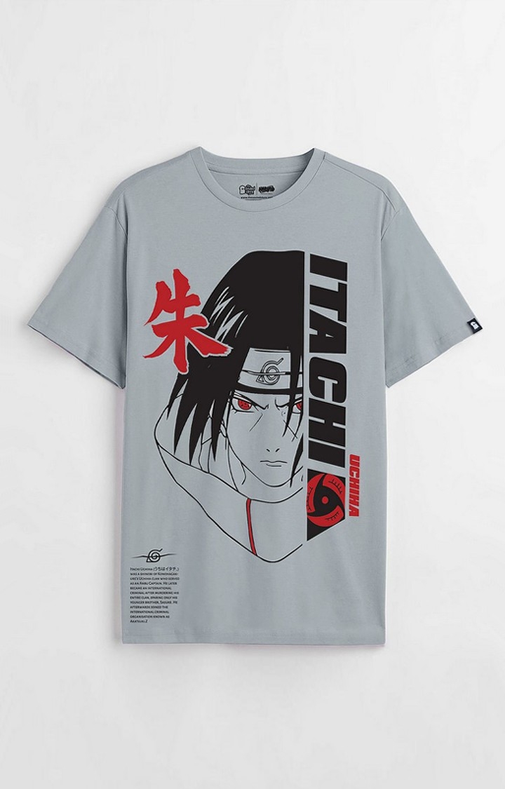 The Souled Store | Men's Naruto: Itachi Uchiha Grey Printed Regular T-Shirt