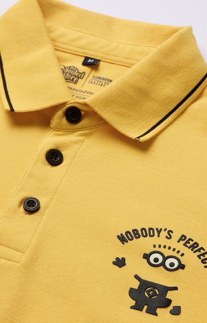 Men's Minions: Just Perfect Yellow Solid Polo T-Shirts