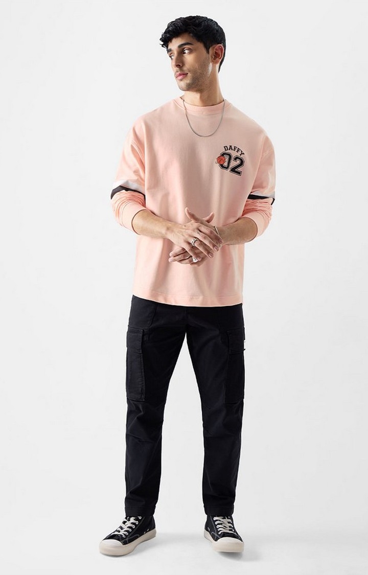 Men's Looney Tunes: Daffy Dunk Pink Printed Oversized T-Shirt