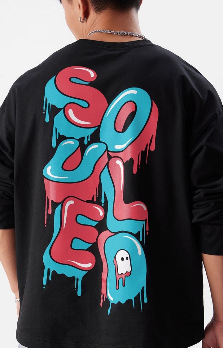 The Souled Store | Men's TSS Originals Black Typographic Printed Oversized T-Shirt