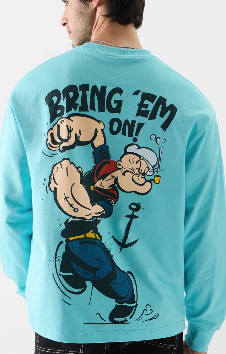 The Souled Store | Men's Popeye: Bring Em On Oversized Full Sleeve T-Shirt