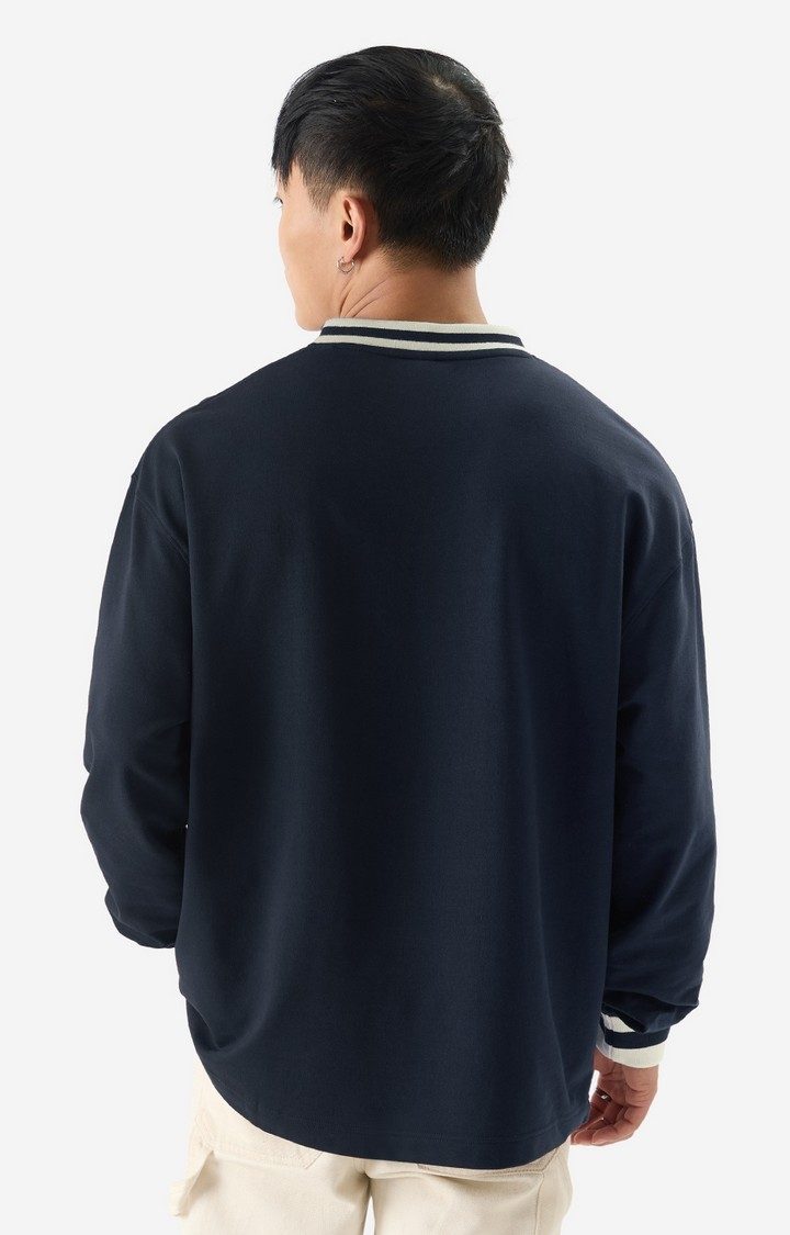 Men's Solids: Navy Oversized Full Sleeve T-Shirt