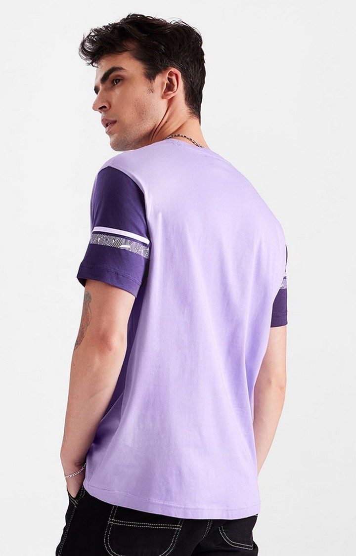 Men's Black Panther: Graphic Logo Purple Printed Regular T-Shirt