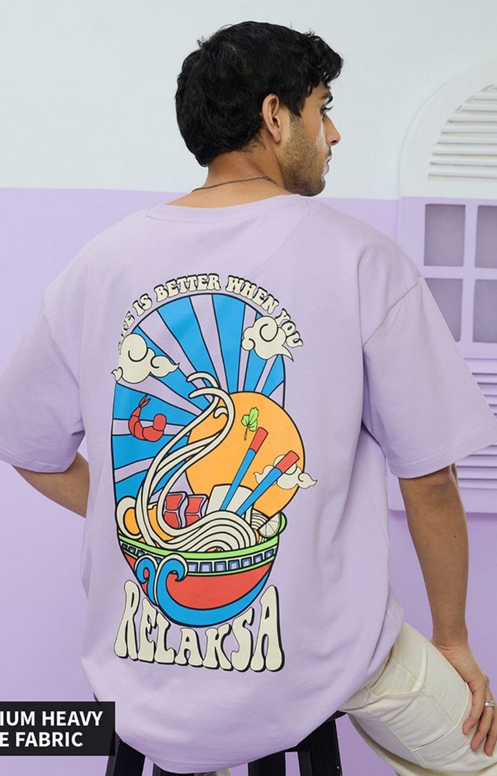 The Souled Store | Men's TSS Originals: Relaksa Purple Graphic Printed Oversized T-Shirt