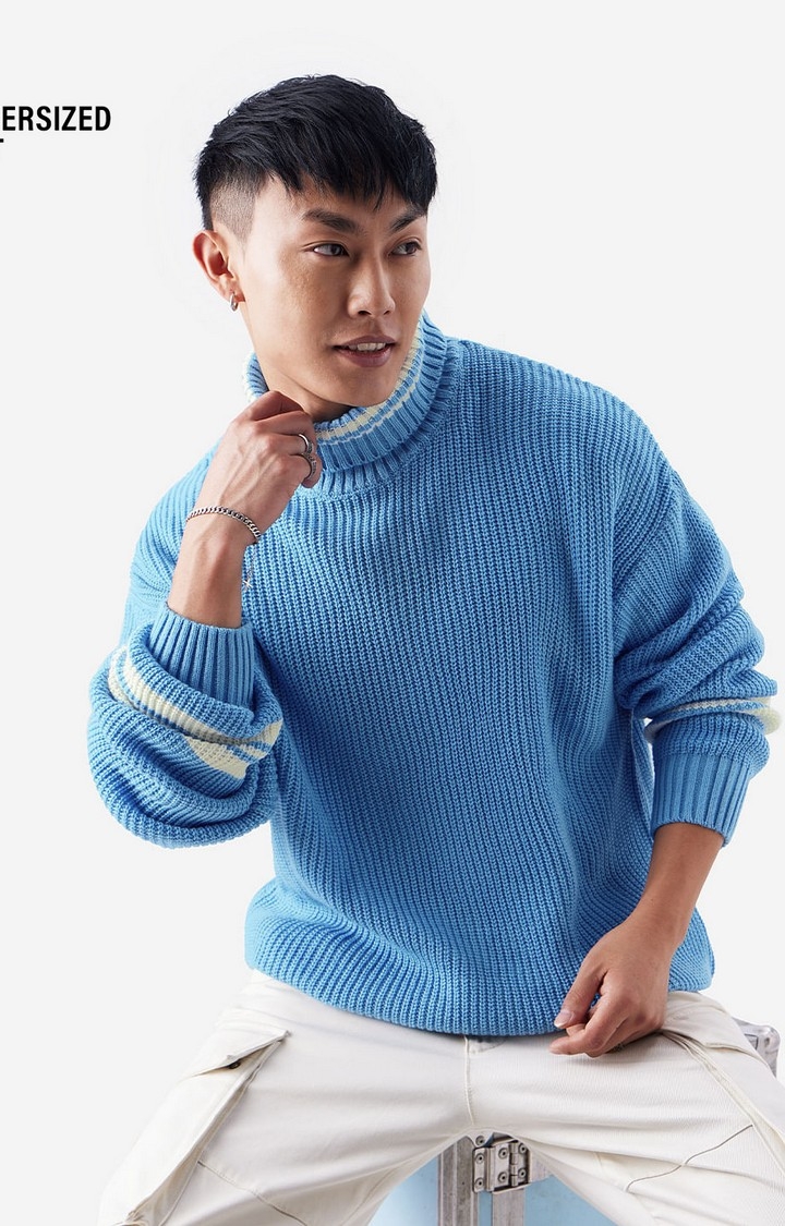 The Souled Store | Men's Solids: Powder Blue Pullovers