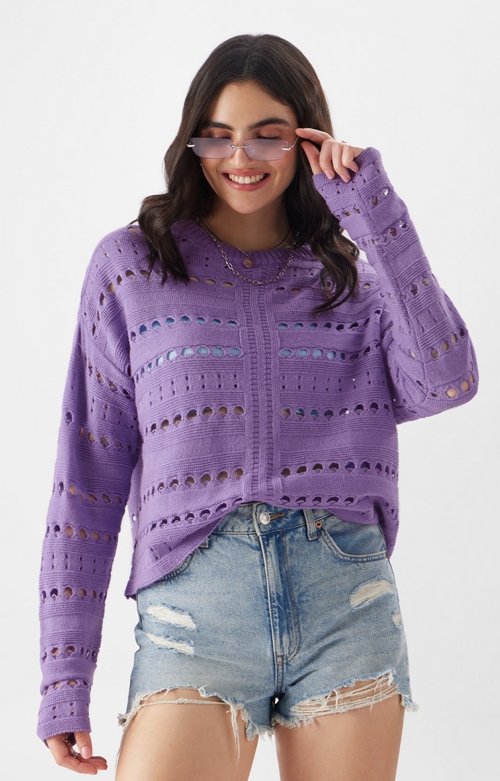The Souled Store | Women's Solids: Periwinkle Women's Oversized Sweaters