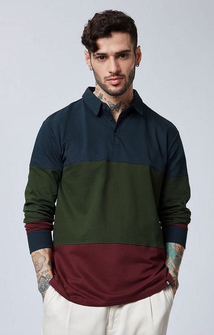 Men's Multicolour Striped Regular T-Shirt