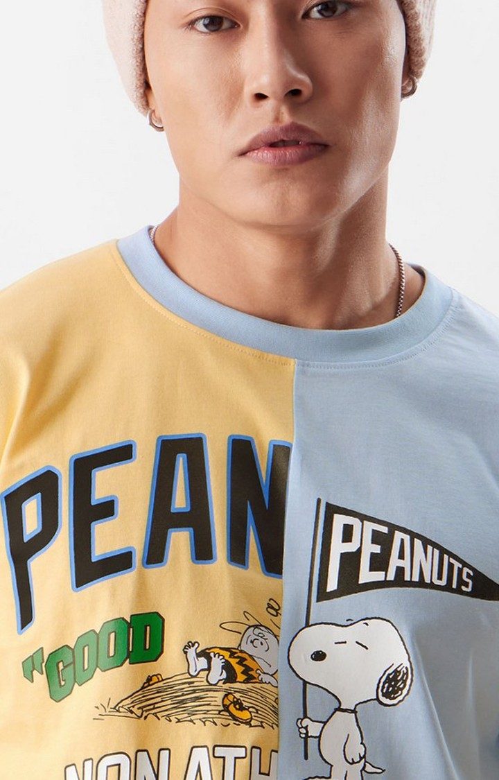 Men's Peanuts: Good Grief Yellow & Purple Printed Regular T-Shirt