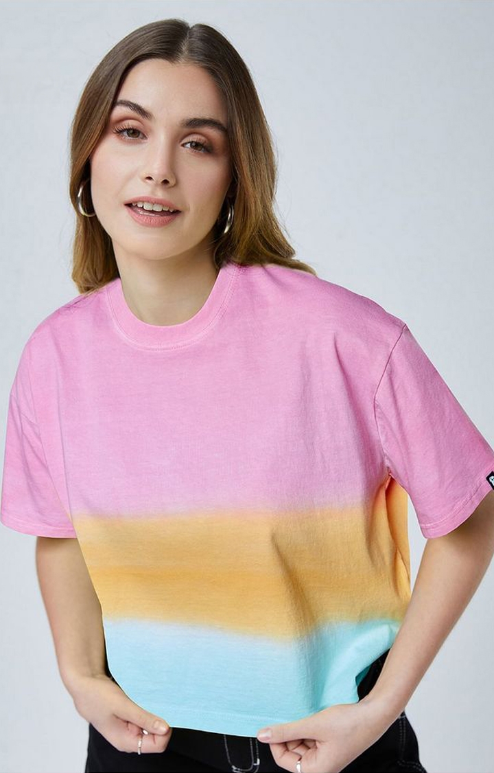 Women's Dawn Multicolour Tie Dye Printed Crop Top