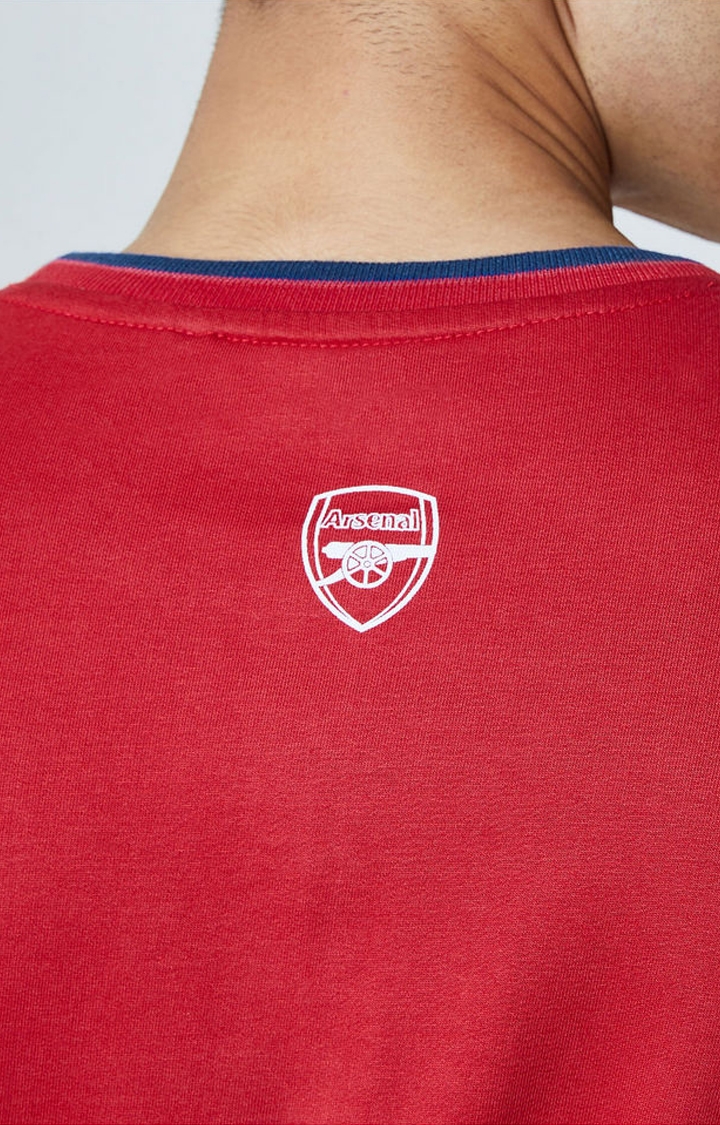 Men's Arsenal FC: Official Colours Red Typographic Printed Oversized T-Shirt
