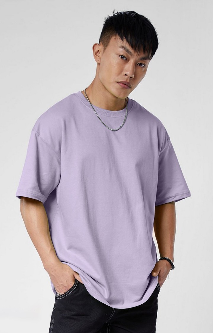 The Souled Store | Men's Purple Solid Oversized T-Shirt