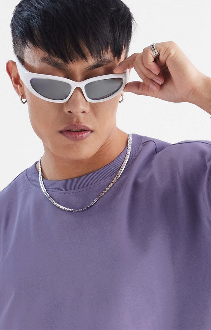 Men's Purple Solid Oversized T-Shirt