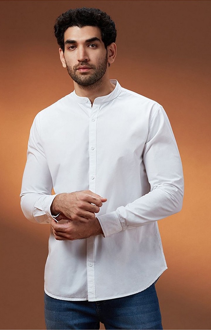 Men's White Solid Formal Shirt