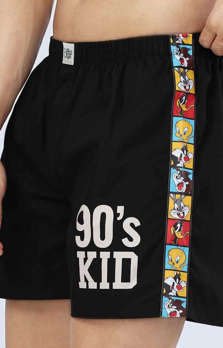 Men's Black Cotton Graphic Shorts