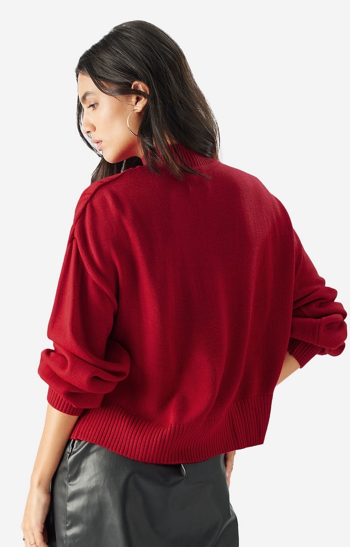 Women's Solids: Poppy Red Women's Oversized Sweaters