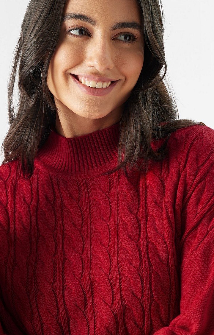 Women's Solids: Poppy Red Women's Oversized Sweaters