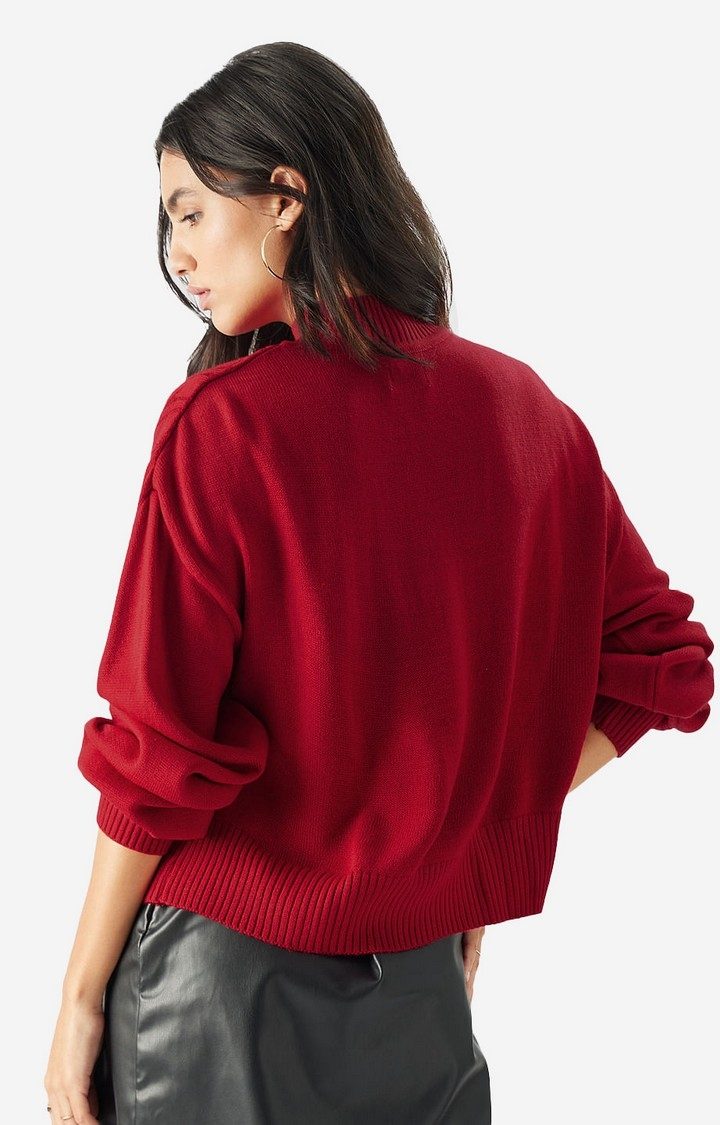 Women's Solids: Poppy Red Women's Oversized Sweaters