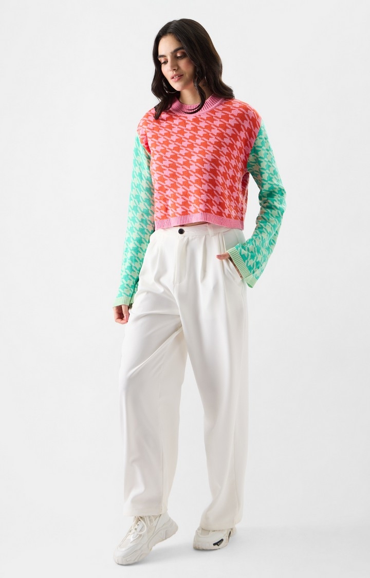The Souled Store | Women's TSS Originals: Houndstooth Play Women's Oversized Sweaters