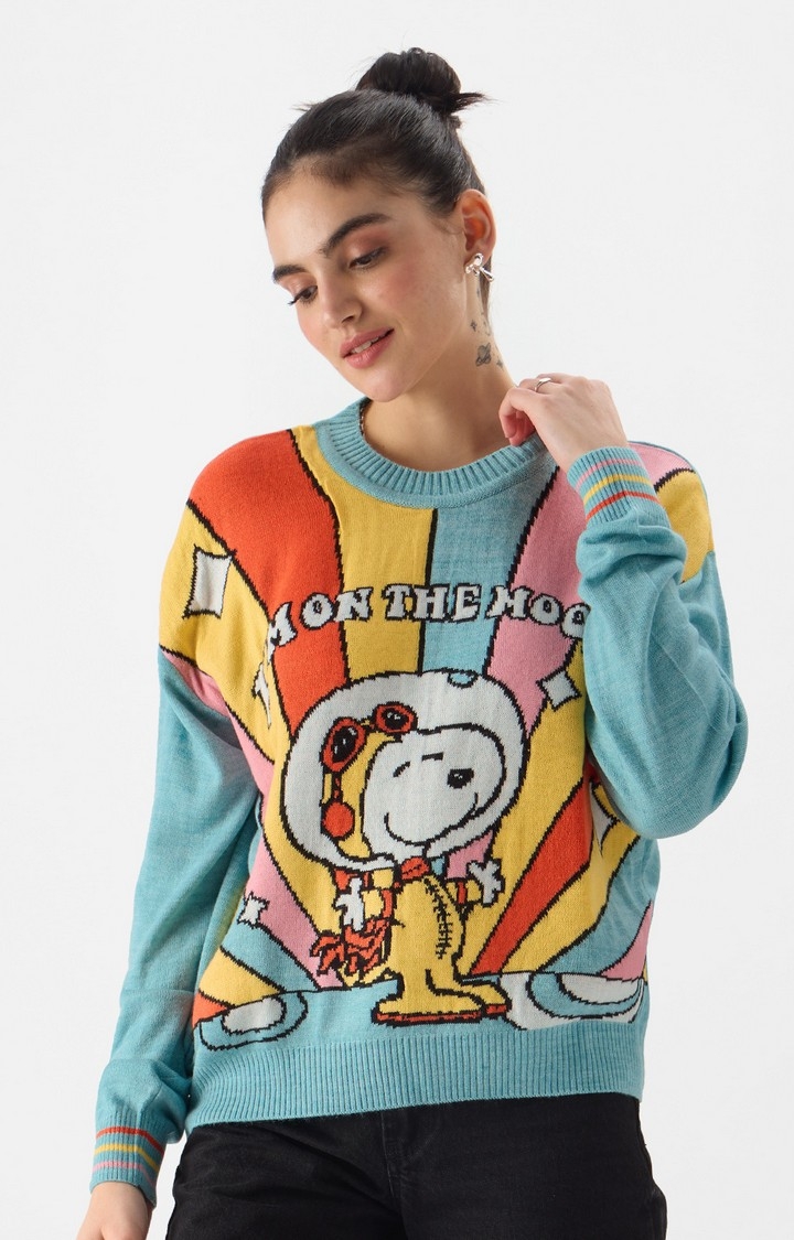 Women's Peanuts: On The Moon Women's Oversized Sweaters