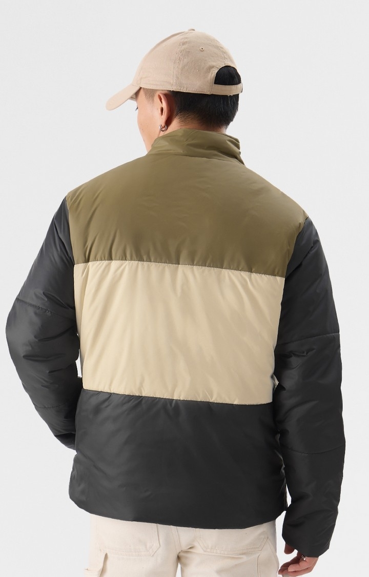 Men's Solids: Black, Cream, Khaki (Colourblock) Men's Puffer Jackets