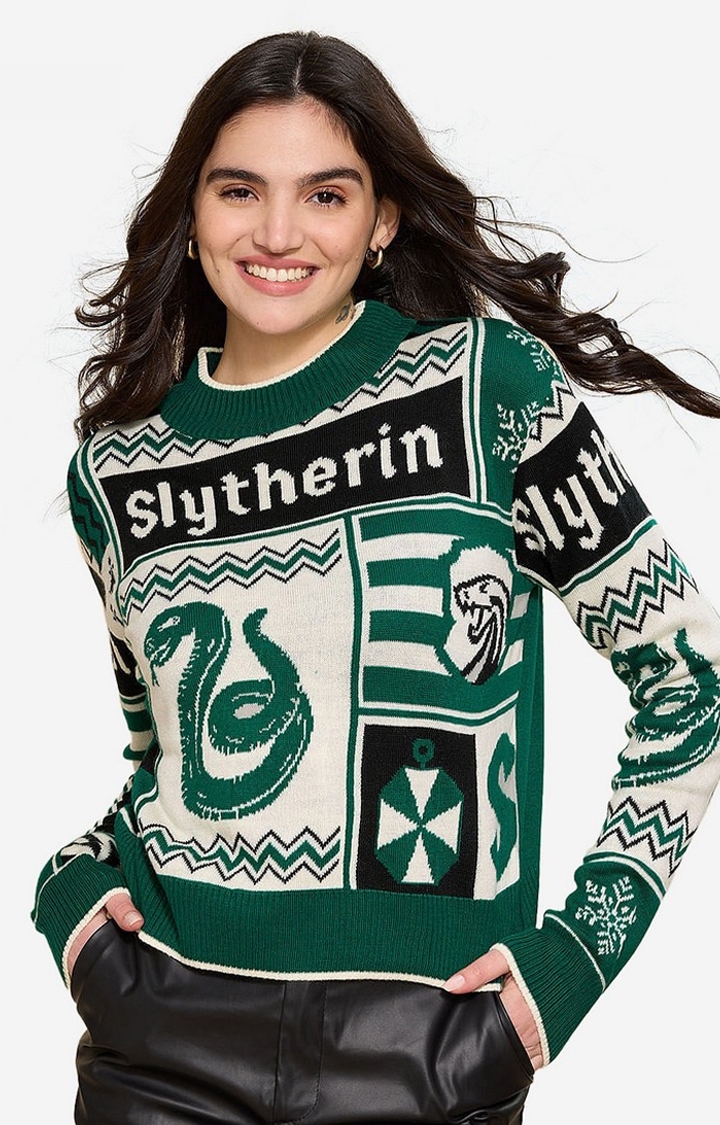 The Souled Store | Women's Harry Potter: House Slytherin Women's Knitted Sweaters