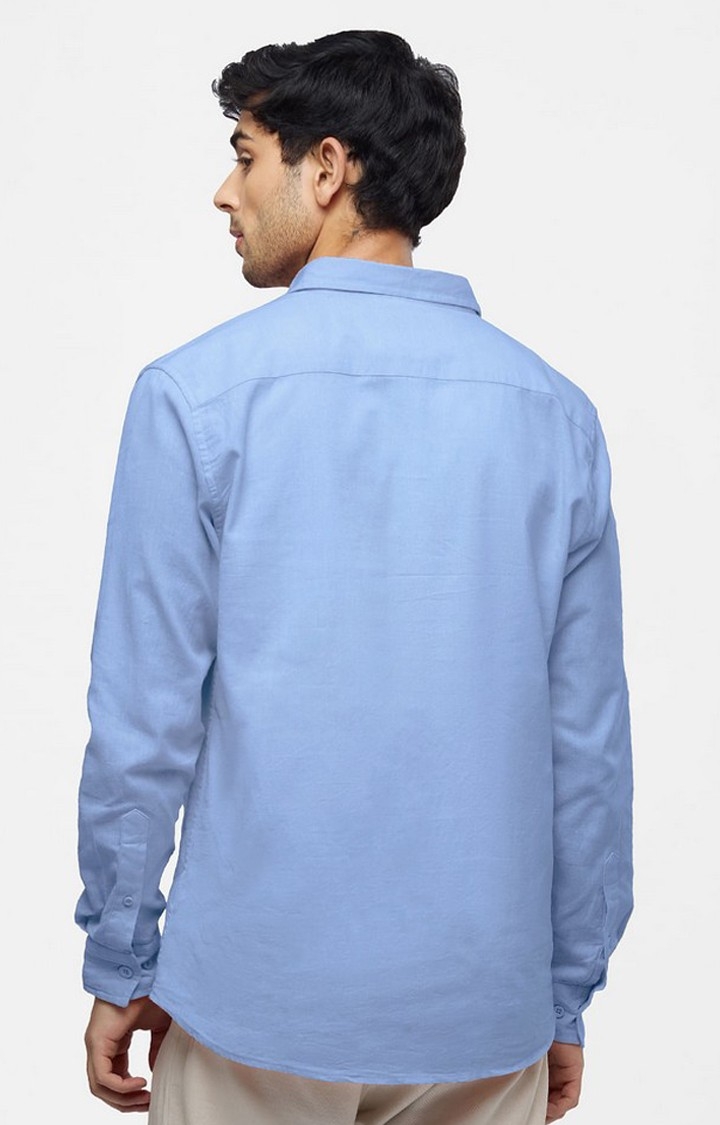 Men's Blue Solid Casual Shirt
