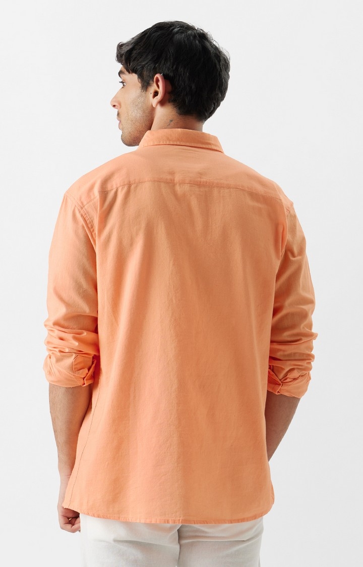 Men's Cotton Linen: Peach Cotton Linen Shirts