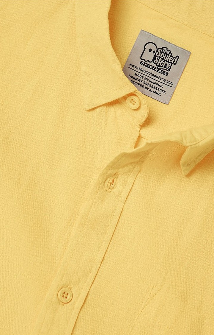 Men's Yellow Solid Casual Shirt
