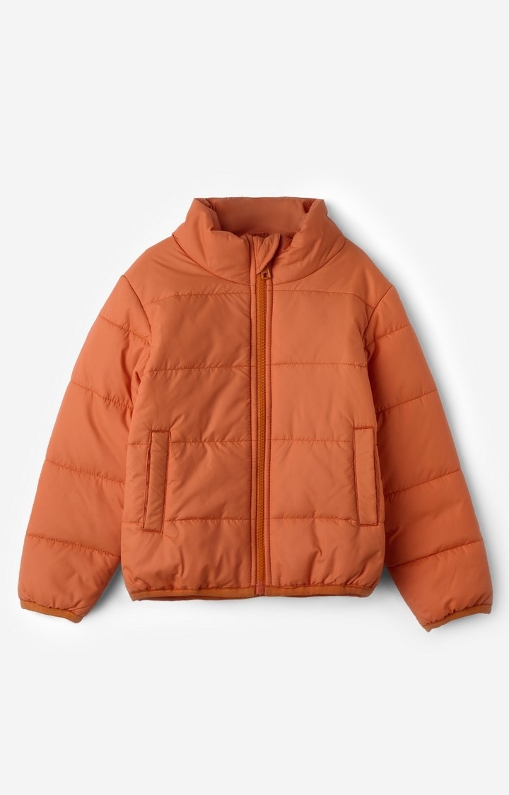 The Souled Store | Girls Solids: Pastel Orange Girls Puffer Jackets