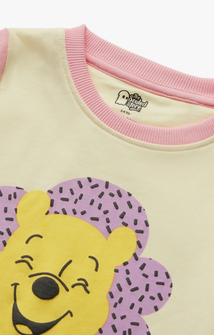 Girls Disney: Happy Pooh Girls Cotton Sweatshirts