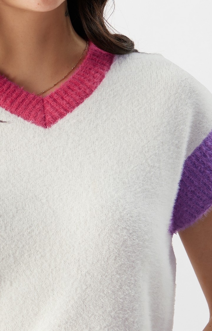 Women's Solids: Frosty Pink Women's Vest Sweaters