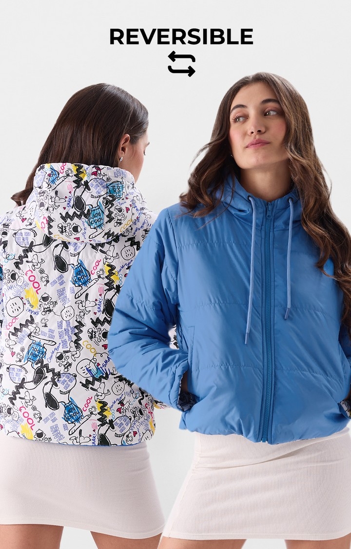 The Souled Store | Women's Peanuts: Doodle (Reversible) Women's Puffer Jackets