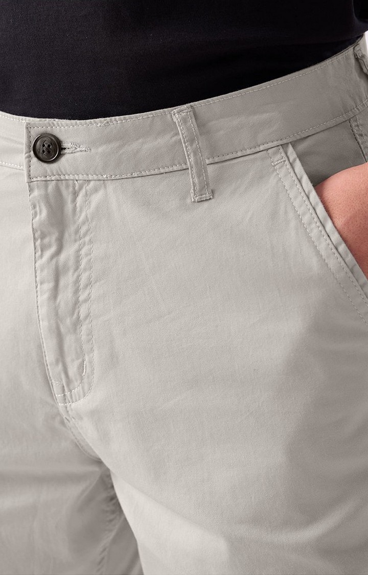 Men's  Grey Cotton Solid Shorts