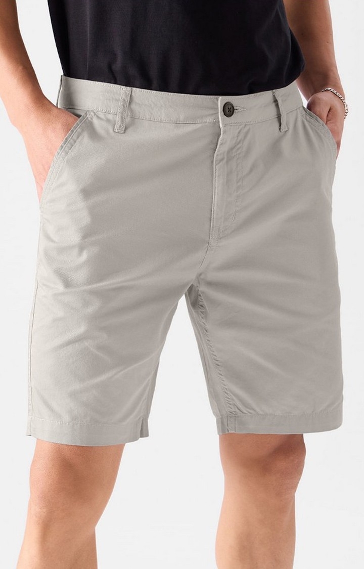 The Souled Store | Men's  Grey Cotton Solid Shorts