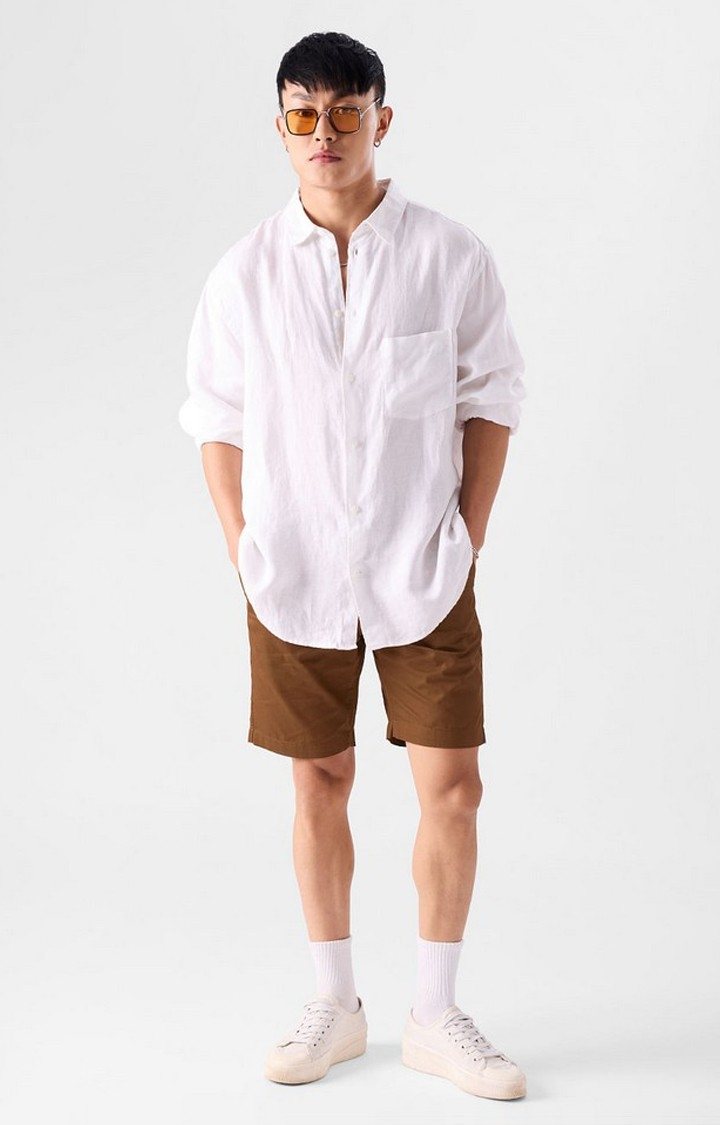 Men's  Rust red Cotton Solid Shorts