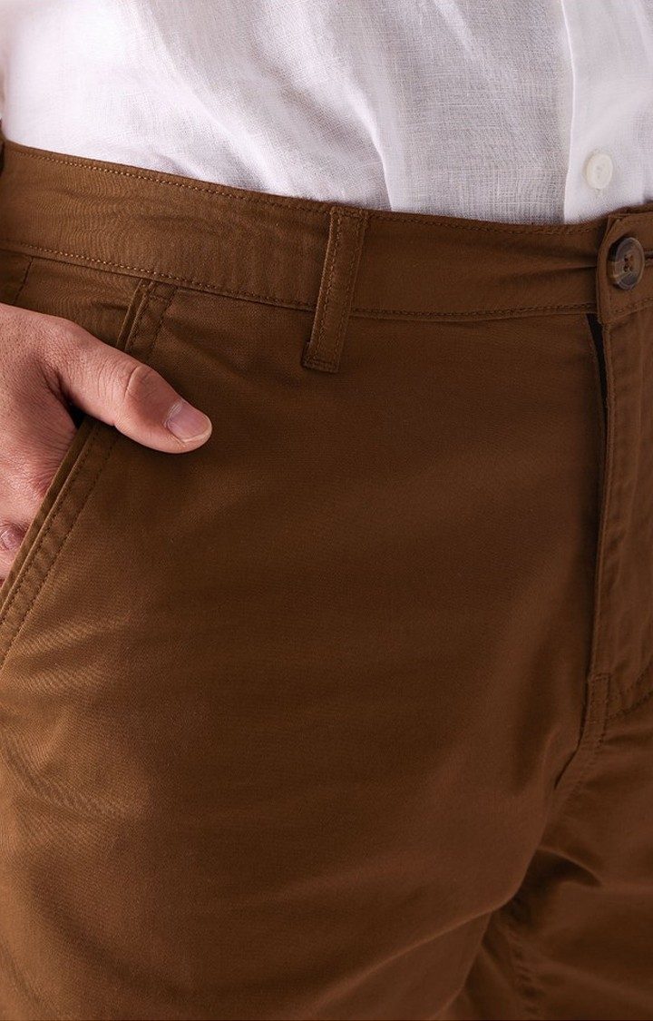 Men's  Rust red Cotton Solid Shorts