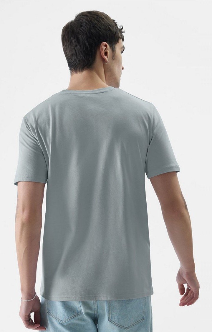 Men's Grey Solid Regular T-Shirt