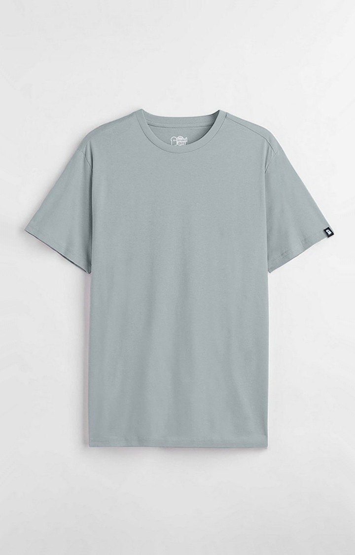 Men's Grey Solid Regular T-Shirt