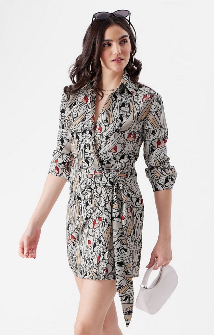 The Souled Store | Women's Looney Tunes: Nervous Bugs Multicolour Printed Shift Dress