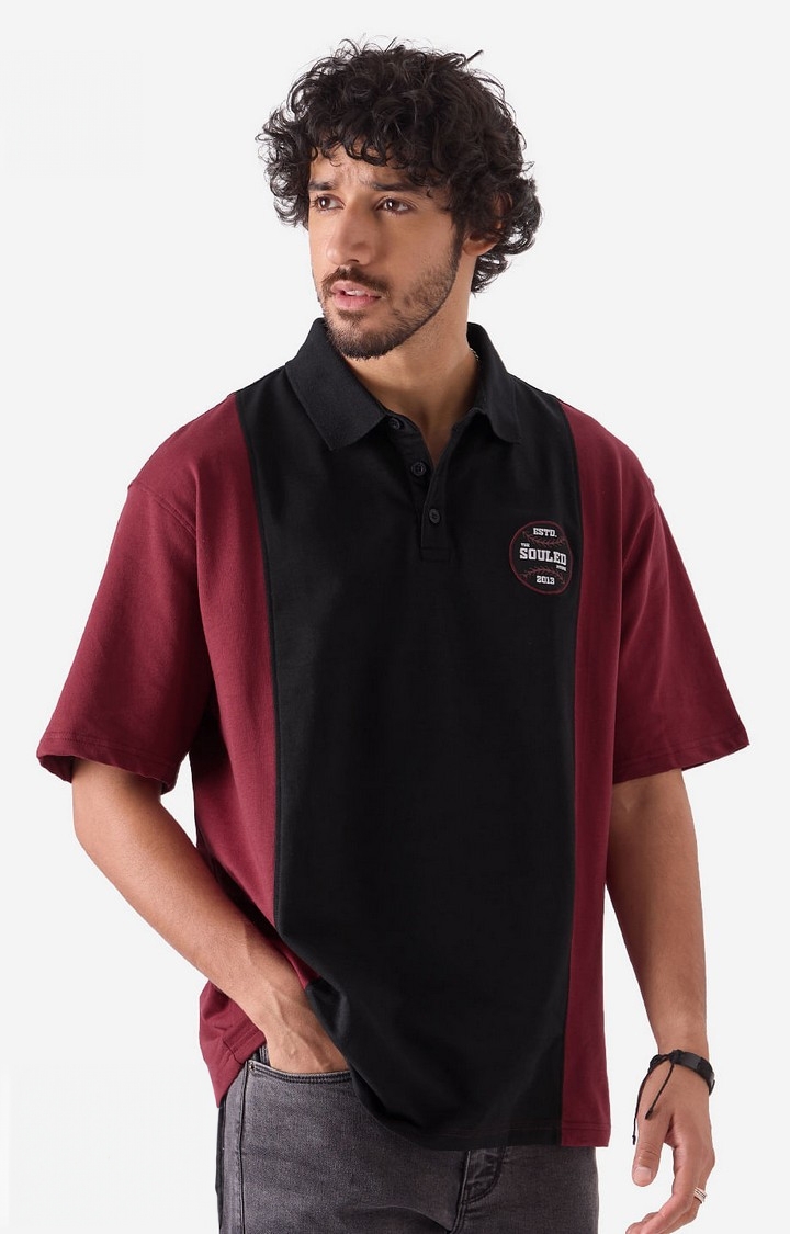 Men's TSS Originals: Red Block Oversized Polo T-Shirt
