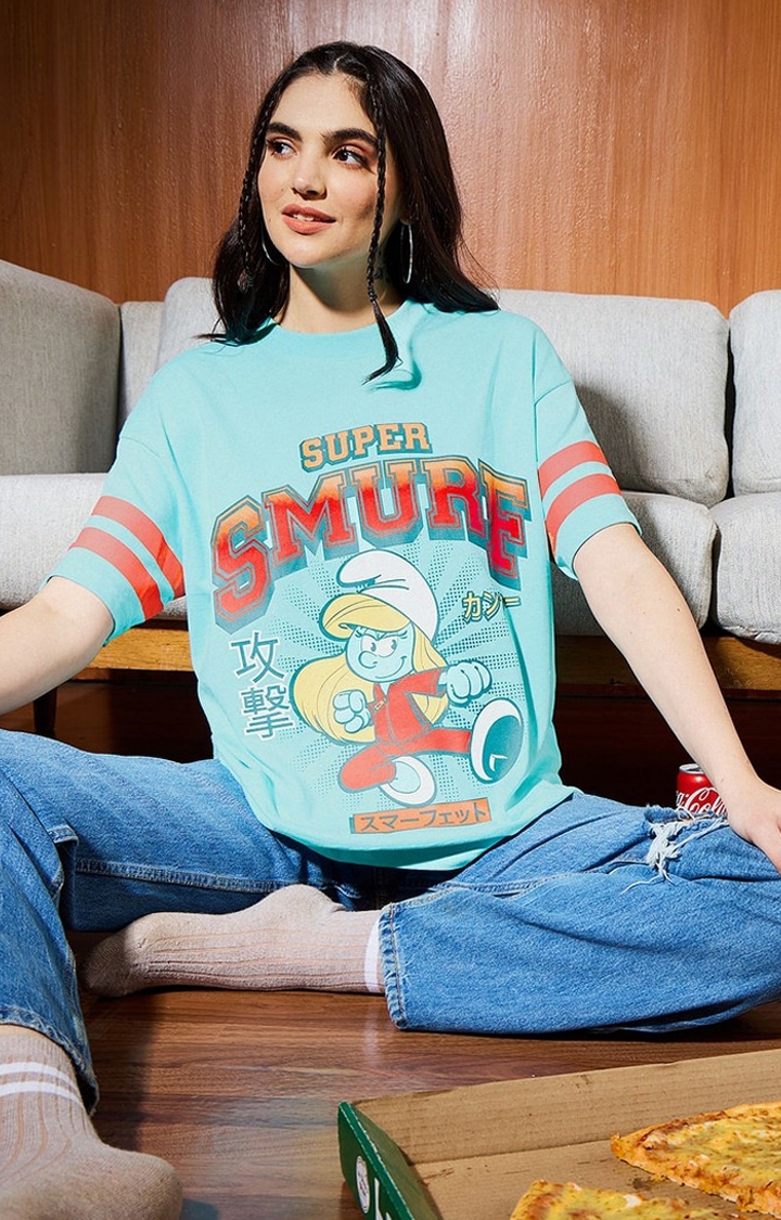 The Souled Store | Women's The Smurfs: Super Smurf Women's Oversized T-Shirt