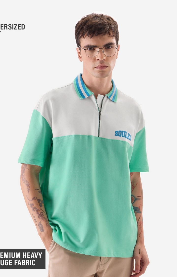 The Souled Store | Men's TSS Originals: Apple Mint Oversized Polo T-Shirt