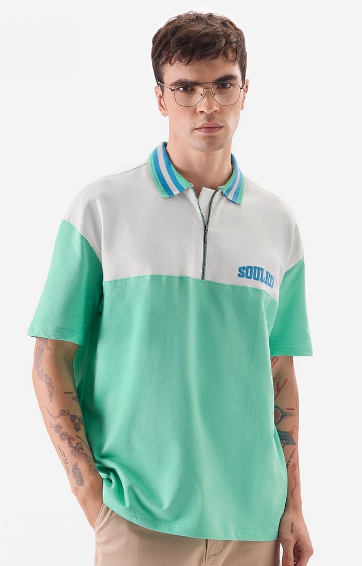 The Souled Store | Men's TSS Originals: Apple Mint Oversized Polo T-Shirt