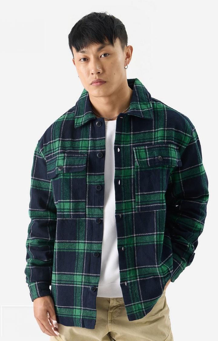 The Souled Store | Men's TSS Originals: Emerald Checks Men's Flannel Shackets