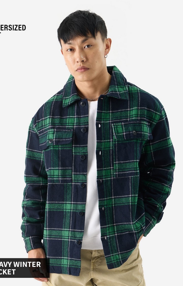 The Souled Store | Men's TSS Originals: Emerald Checks Men's Flannel Shackets