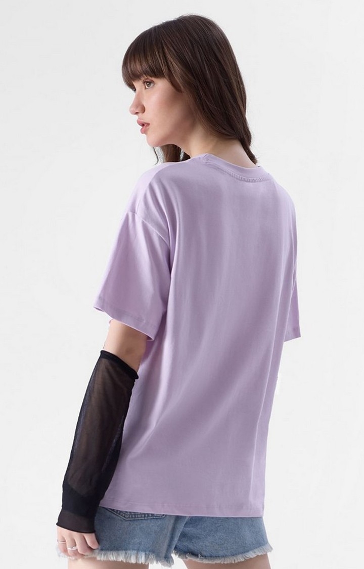 Women's Wednesday: Zero Hugs Given Purple Graphic Printed Oversized T-Shirt
