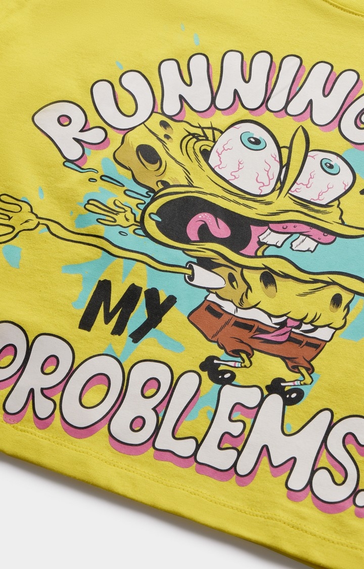 Women's SpongeBob: Running Away Women's Oversized Cropped T-Shirt