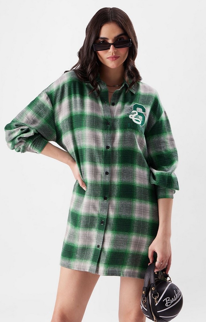 The Souled Store | Women's Harry Potter: Slytherin Green Checked Casual Shirt