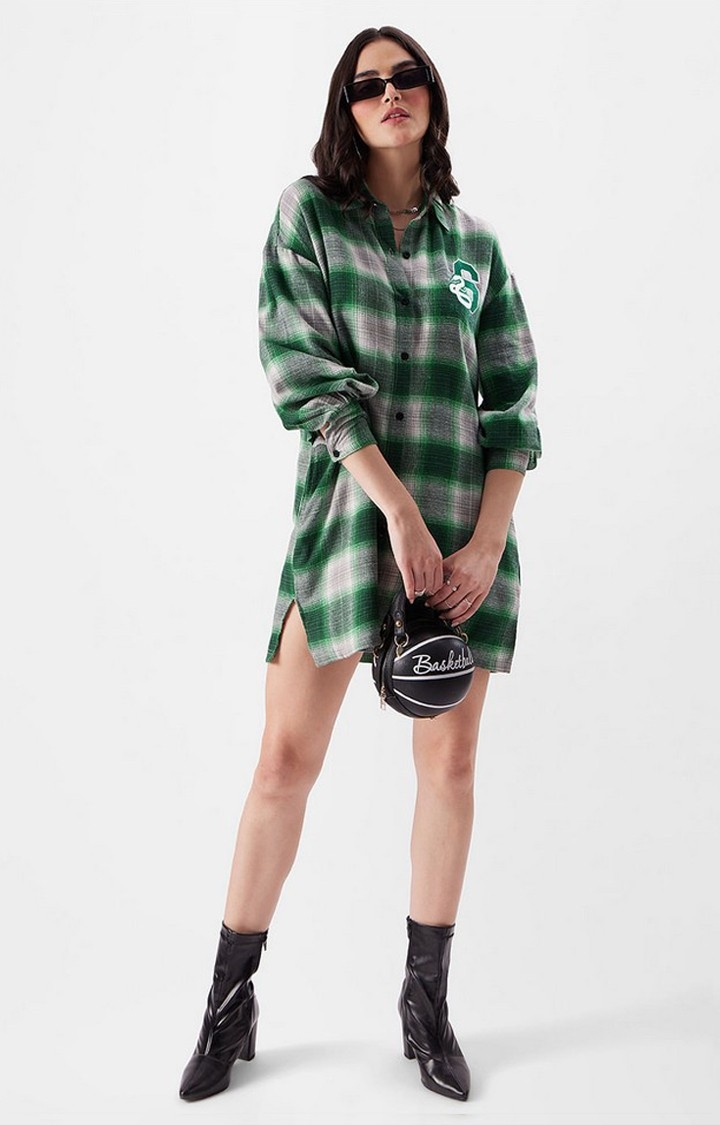 Women's Harry Potter: Slytherin Green Checked Casual Shirt